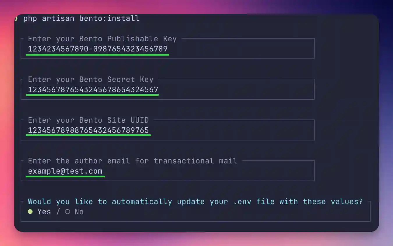 laravel install prompts